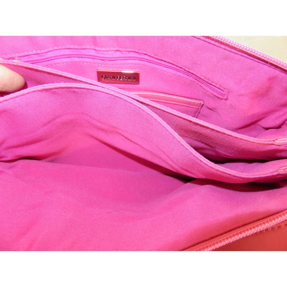 Vintage Gianni Bernini Pink Faux Leather Crossbody Shoulder Bag + Key FOB - Picture 9 of 9
